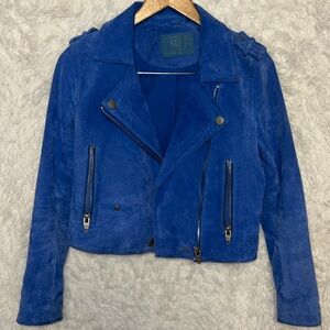 SL8 Blue Suede Moto Jacket Size XS